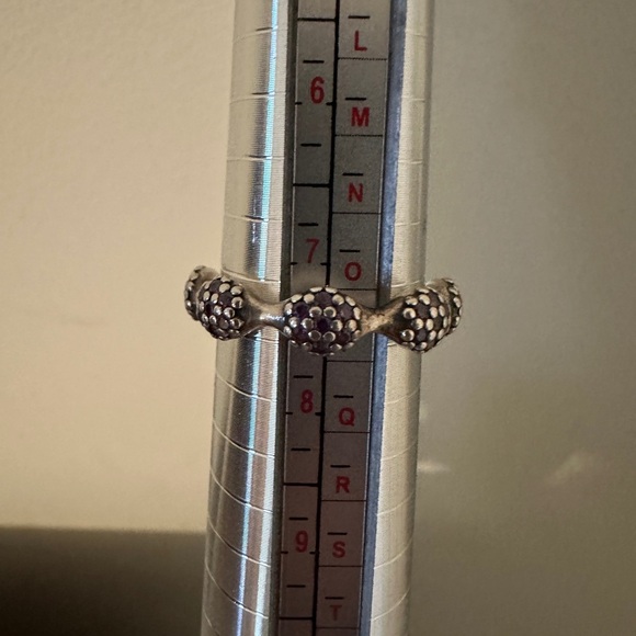 PANDORA LovePods Ring 8 Pod Pave Sterling Silver purple colored stones.